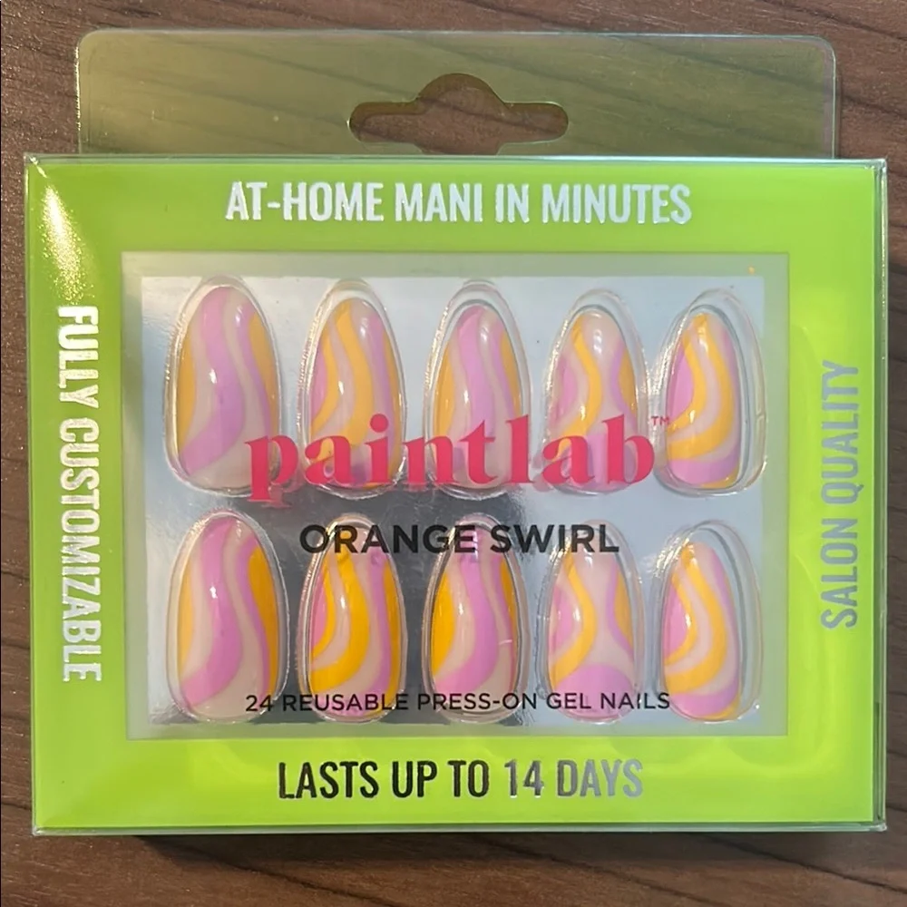 Paintlab Orange Swirl press on nails